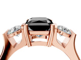 Rose gold Three-Stone Fancy Black Radiant Cut Cut Classic Band Prong Setting Ring_4