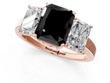 Rose gold Three-Stone Fancy Black Radiant Cut Cut Diamond Engagement Ring with Flat Band and Four-Prong Setting_13
