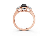 Rose gold Three-Stone Fancy Black Radiant Cut Cut Diamond Engagement Ring with Flat Band and Four-Prong Setting_15