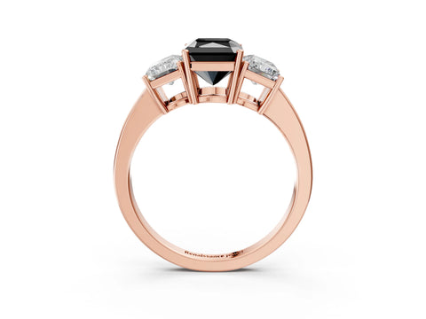 Rose gold Three-Stone Fancy Black Radiant Cut Cut Diamond Engagement Ring with Flat Band and Four-Prong Setting_15