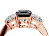 Rose gold Three-Stone Fancy Black Radiant Cut Cut Diamond Engagement Ring with Flat Band and Four-Prong Setting_16