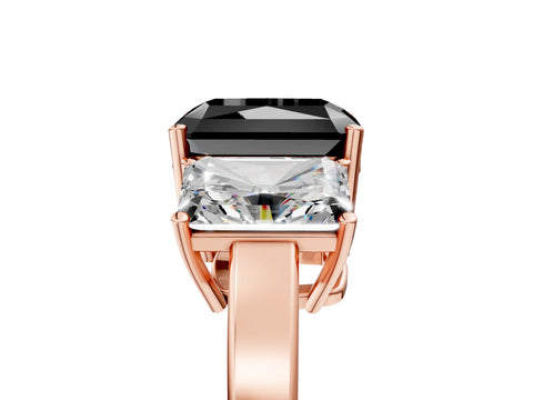 Rose gold Three-Stone Fancy Black Radiant Cut Cut Diamond Engagement Ring with Flat Band and Four-Prong Setting_17