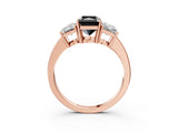 Rose gold Three-Stone Fancy Black Radiant Cut Cut Diamond Engagement Ring with Flat Band and Four-Prong Setting_3