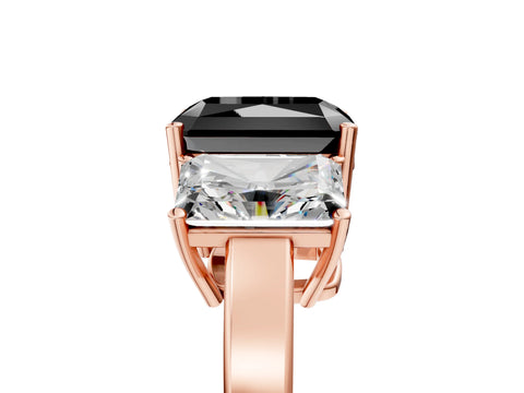Rose gold Three-Stone Fancy Black Radiant Cut Cut Diamond Engagement Ring with Flat Band and Four-Prong Setting_5