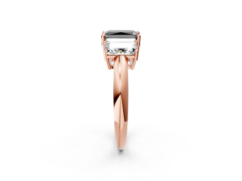 Rose gold Three-Stone Fancy Black Radiant Cut Cut Diamond Engagement Ring with Prong Setting on a White Gold Band_2