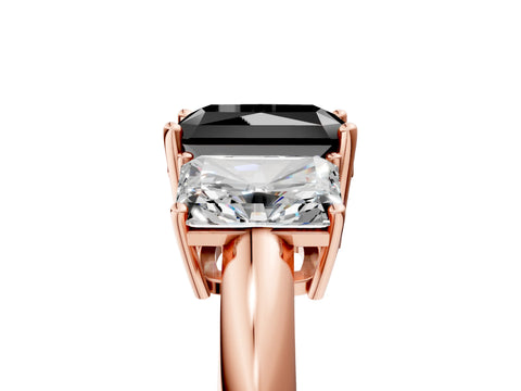 Rose gold Three-Stone Fancy Black Radiant Cut Cut Diamond Engagement Ring with Prong Setting on a White Gold Band_5