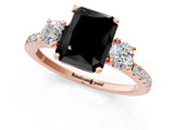 Rose gold Three-Stone Fancy Black Radiant Cut Cut Diamond Pavé Band with Prong Setting_16