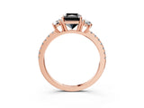 Rose gold Three-Stone Fancy Black Radiant Cut Cut Diamond Pavé Band with Prong Setting_18