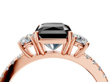 Rose gold Three-Stone Fancy Black Radiant Cut Cut Diamond Pavé Band with Prong Setting_19