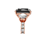 Rose gold Three-Stone Fancy Black Radiant Cut Cut Diamond Pavé Band with Prong Setting_20