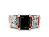 Rose gold Three-Stone Fancy Black Radiant Cut Cut Diamond Ring with Channel-Set Band and Four-Prong Setting_12