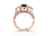 Rose gold Three-Stone Fancy Black Radiant Cut Cut Diamond Ring with Channel-Set Band and Four-Prong Setting_15
