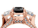 Rose gold Three-Stone Fancy Black Radiant Cut Cut Diamond Ring with Channel-Set Band and Four-Prong Setting_16