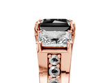 Rose gold Three-Stone Fancy Black Radiant Cut Cut Diamond Ring with Channel-Set Band and Four-Prong Setting_17