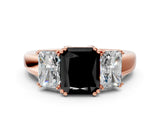 Rose gold Three-Stone Fancy Black Radiant Cut Cut Diamond Ring with Channel Set Band and Four-Prong Setting_24