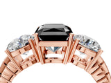 Rose gold Three-Stone Fancy Black Radiant Cut Cut Diamond Ring with Channel-Set Band and Prong Setting_4