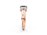 Rose gold Three-Stone Fancy Black Radiant Cut Cut Diamond Ring with Prong Setting and Classic Band_2