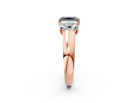Rose gold Three-Stone Fancy Black Radiant Cut Cut Diamond Ring with Prong Setting and Classic Band_2