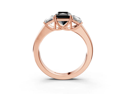 Rose gold Three-Stone Fancy Black Radiant Cut Cut Diamond Ring with Prong Setting and Classic Band_3
