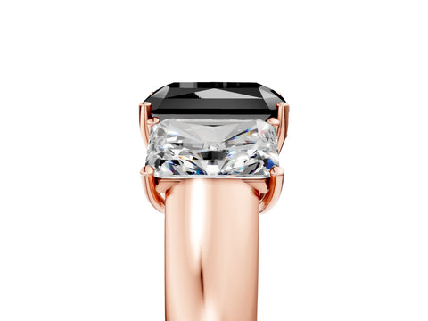 Rose gold Three-Stone Fancy Black Radiant Cut Cut Diamond Ring with Prong Setting and Classic Band_5