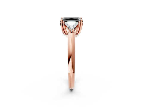 Rose gold Three-Stone Fancy Black Radiant Cut Cut Diamond Ring with Trillion Side Stones and Four-Prong Setting_5