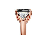 Rose gold Three-Stone Fancy Black Radiant Cut Cut Diamond Ring with Trillion Side Stones and Four-Prong Setting_8