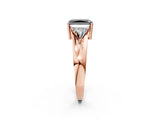 Rose gold Three-Stone Fancy Black Radiant Cut Cut Diamond Ring with Trillion Side Stones on a Split Shank Band_2