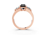 Rose gold Three-Stone Fancy Black Radiant Cut Cut Diamond Ring with Trillion Side Stones on a Split Shank Band_3