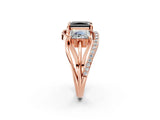 Rose gold Three-Stone Fancy Black Radiant Cut Cut Diamond Split Shank Prong Set Ring_14