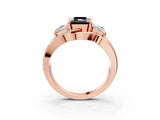 Rose gold Three-Stone Fancy Black Radiant Cut Cut Diamond Split Shank Prong Set Ring_15