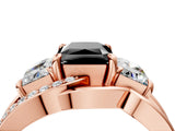 Rose gold Three-Stone Fancy Black Radiant Cut Cut Diamond Split Shank Prong Set Ring_16