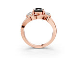 Rose gold Three-Stone Fancy Black Radiant Cut Cut Diamond Split Shank Prong Set Ring_3