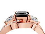 Rose gold Three-Stone Fancy Black Radiant Cut Cut Diamond Split Shank Prong Set Ring_4