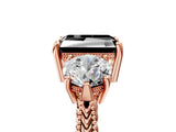 Rose gold Three-Stone Fancy Black Radiant Cut Cut Milgrain Band Prong Setting Ring_11