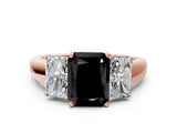 Rose gold Three-Stone Fancy Black Radiant Cut Cut Solitaire Ring with Classic Prong Setting