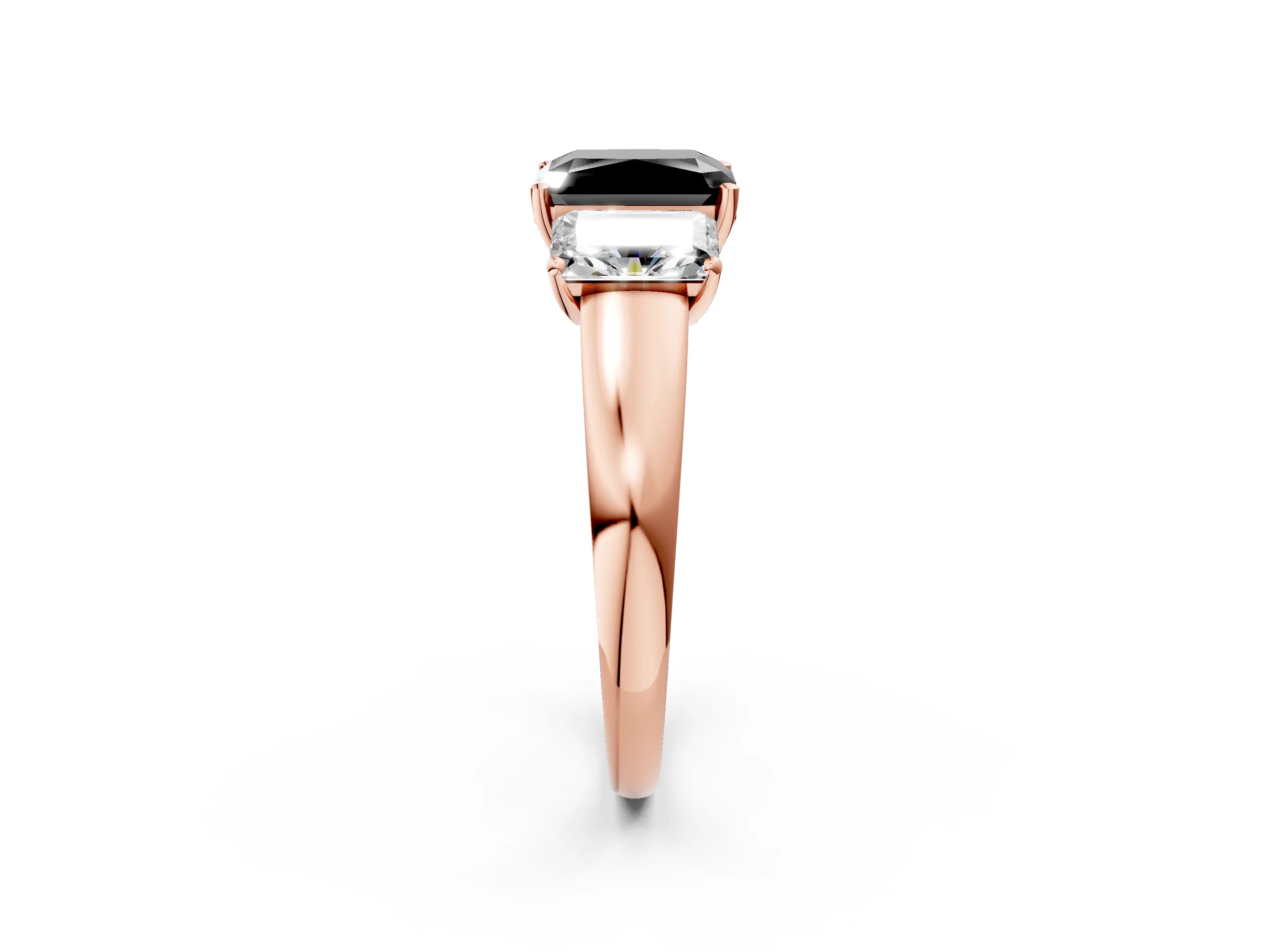 Rose gold Three-Stone Fancy Black Radiant Cut Cut Solitaire Ring with Classic Prong Setting_2