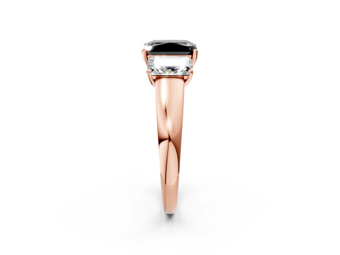 Rose gold Three-Stone Fancy Black Radiant Cut Cut Solitaire Ring with Classic Prong Setting_2