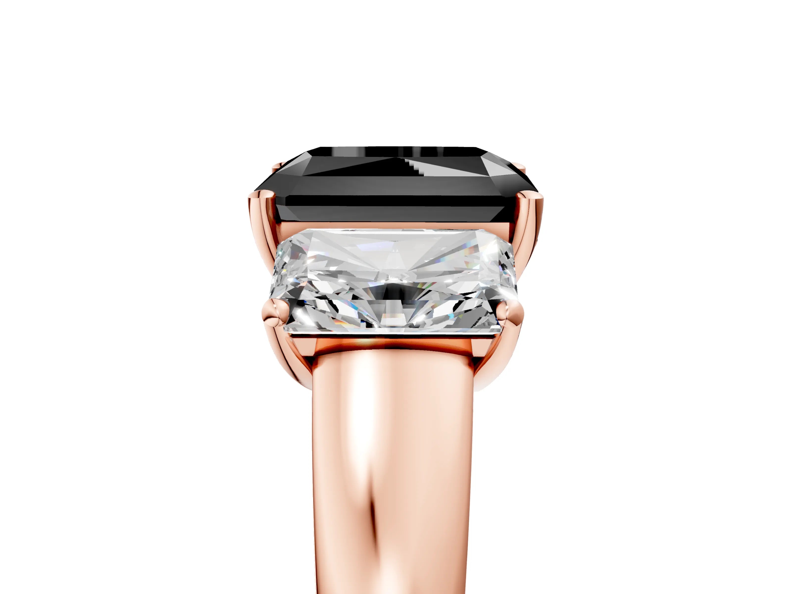 Rose gold Three-Stone Fancy Black Radiant Cut Cut Solitaire Ring with Classic Prong Setting_5