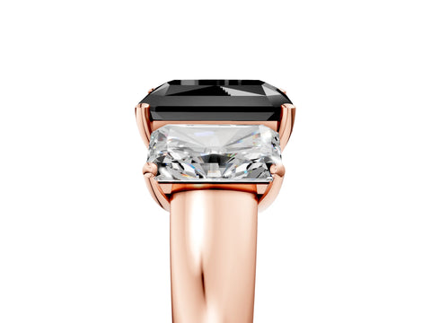 Rose gold Three-Stone Fancy Black Radiant Cut Cut Solitaire Ring with Classic Prong Setting_5
