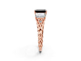 Rose gold Three-Stone Fancy Black Radiant Cut Diamond Braided Band Ring with Four-Prong Setting_62
