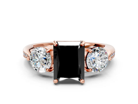 Rose gold Three-Stone Fancy Black Radiant Cut Diamond Channel Set Engagement Ring with Prong Setting_12