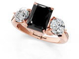 Rose gold Three-Stone Fancy Black Radiant Cut Diamond Channel Set Engagement Ring with Prong Setting_13