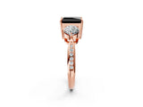 Rose gold Three-Stone Fancy Black Radiant Cut Diamond Channel Set Engagement Ring with Prong Setting_14