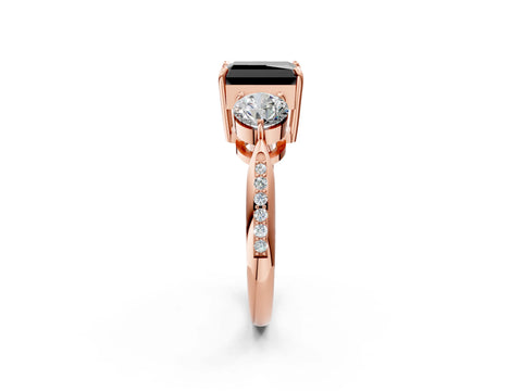 Rose gold Three-Stone Fancy Black Radiant Cut Diamond Channel Set Engagement Ring with Prong Setting_14