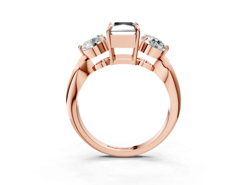 Rose gold Three-Stone Fancy Black Radiant Cut Diamond Channel Set Engagement Ring with Prong Setting_15