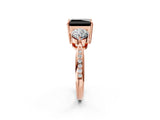 Rose gold Three-Stone Fancy Black Radiant Cut Diamond Channel Set Engagement Ring with Prong Setting_2