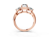 Rose gold Three-Stone Fancy Black Radiant Cut Diamond Channel Set Engagement Ring with Prong Setting_3