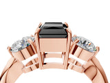 Rose gold Three-Stone Fancy Black Radiant Cut Diamond Channel Set Engagement Ring with Prong Setting_4