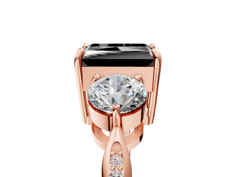 Rose gold Three-Stone Fancy Black Radiant Cut Diamond Channel Set Engagement Ring with Prong Setting_5