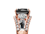 Rose gold Three-Stone Fancy Black Radiant Cut Diamond Engagement Ring with Pave Band and Prong Setting_5